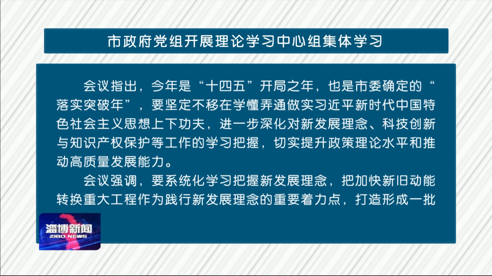 市政府党组开展理论学习中心组集体学习