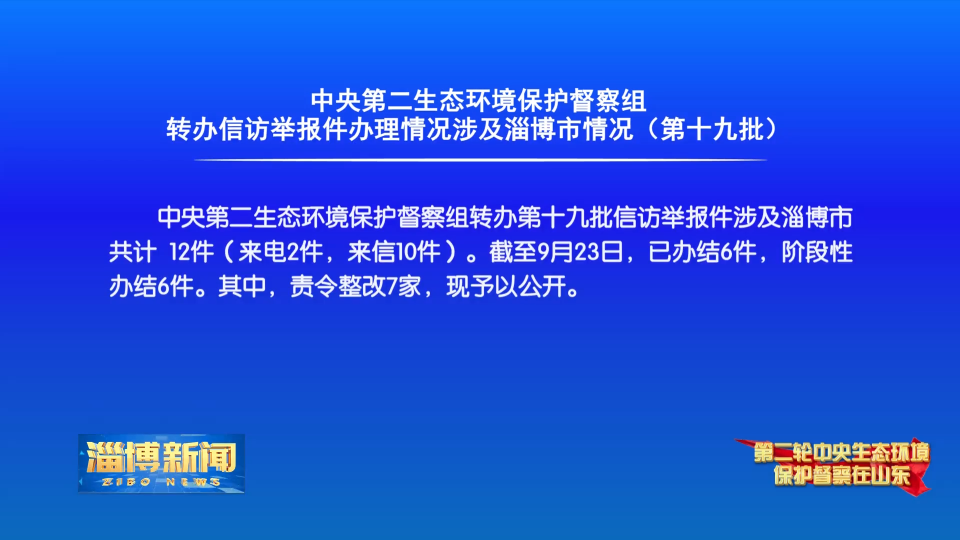 中央第二生态环境保护督察组转办信访举报件办理情况涉及淄博市情况（第十九批）