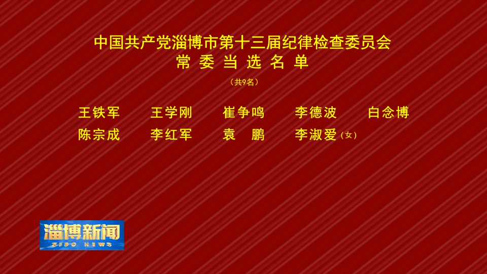 中国共产党淄博市第十三届纪律检查委员会常委当选名单