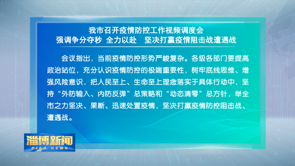 我市召开疫情防控工作视频调度会