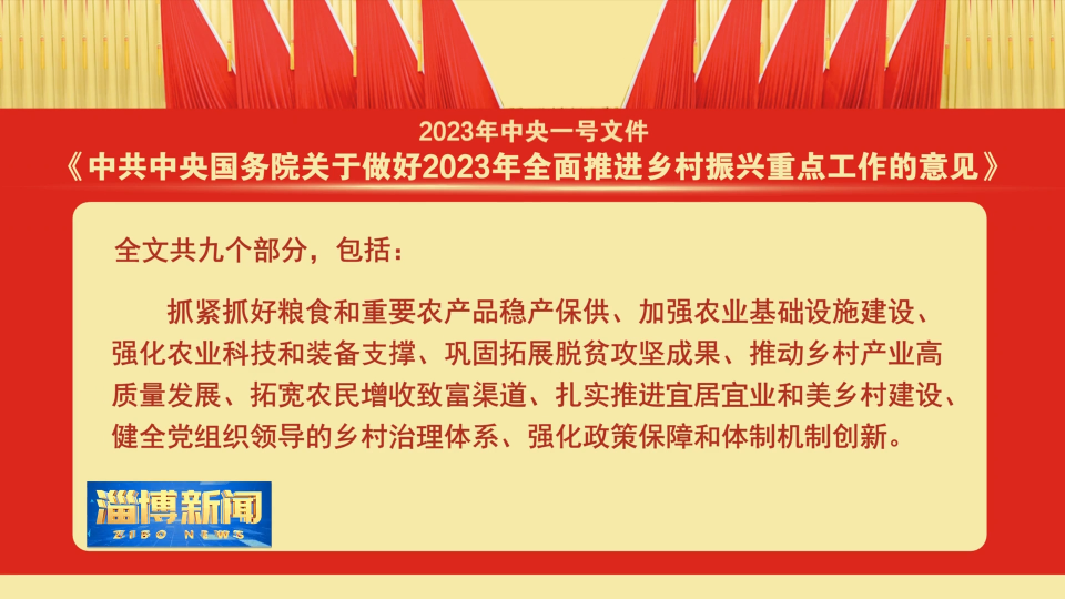 【淄博新闻】2023年中央一号文件公布 提出做好2023年全面推进乡村振兴重点工作