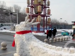 山东一景点的“雪龙”呆萌可爱