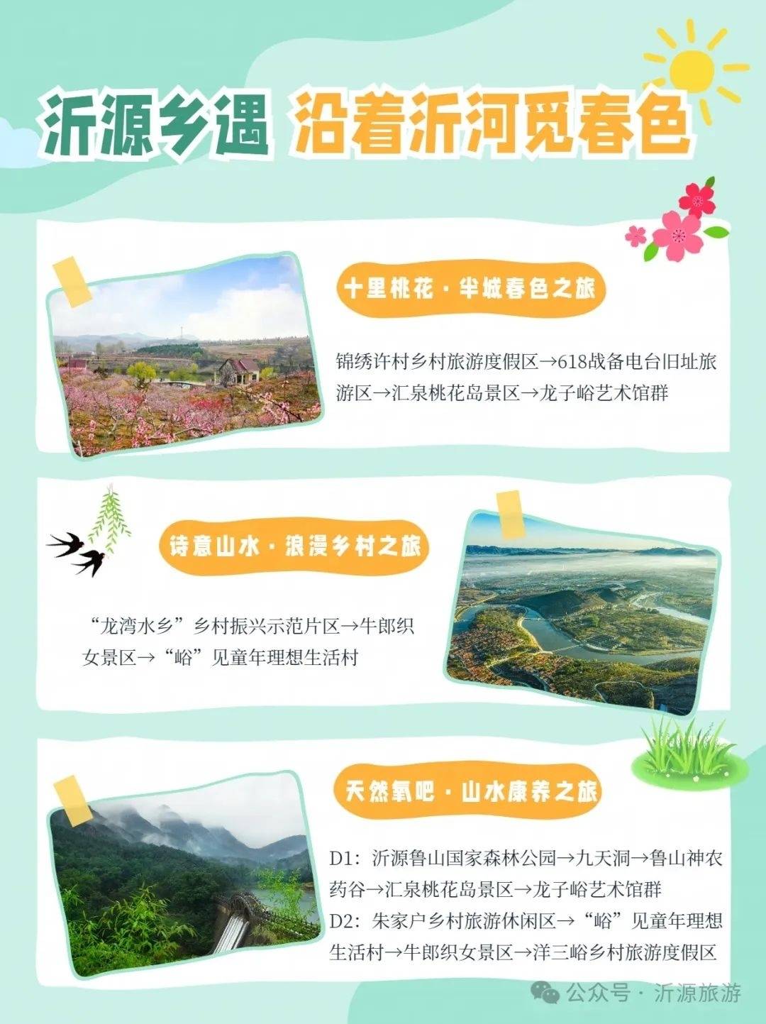 “春游沂源”三大主题九条线路，您最中意哪条？