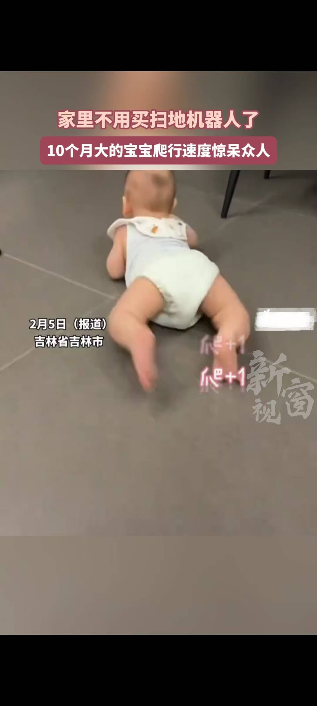10个月大的宝宝爬行速度惊呆众人