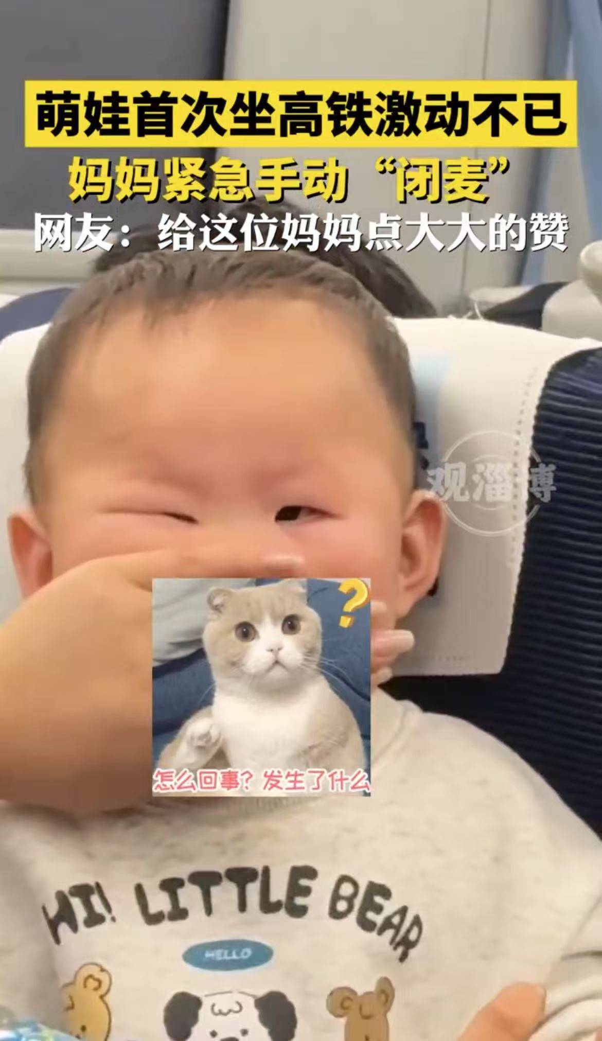 萌娃首次坐高铁激动不已，妈妈紧急手动“闭麦”