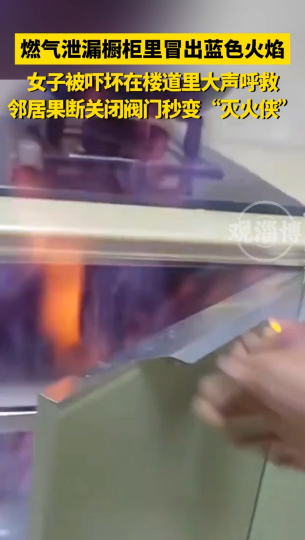 家用燃气泄漏，火焰直接从橱柜冒出！
