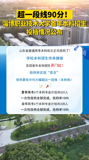 超一段线90分!淄博职业技术大学首年本科招生投档情况公布