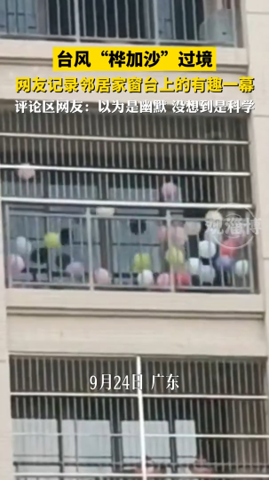 台风&ldquo;桦加沙&rdquo;过境，网友记录邻居家窗台上的有趣一幕