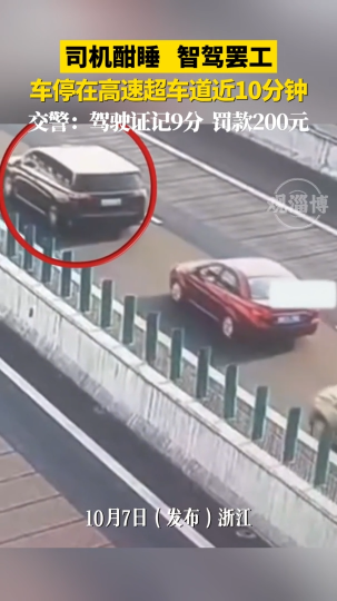 司机酣睡，智驾罢工，车停在高速超车道近10分钟