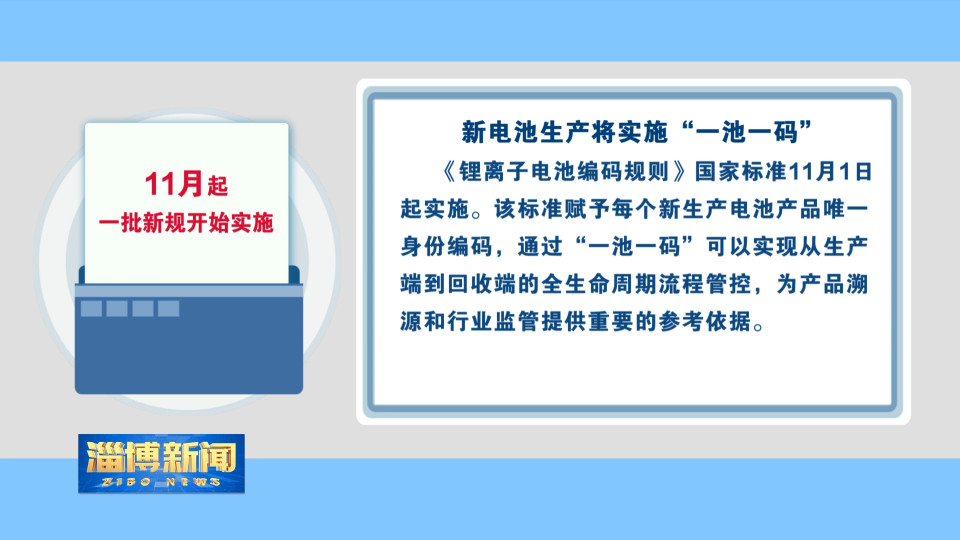 【淄博新闻】11月起一批新规开始实施