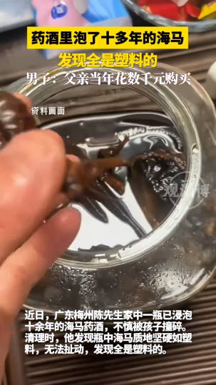 药酒里泡了十多年的海马，意外发现全是塑料的