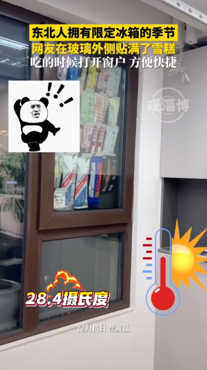 东北人拥有限定冰箱的季节，网友在玻璃外侧贴满了雪糕