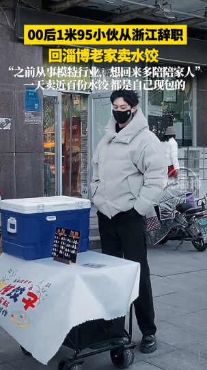 00后1米95小伙从浙江辞职，回淄博老家卖水饺，一天卖近百份