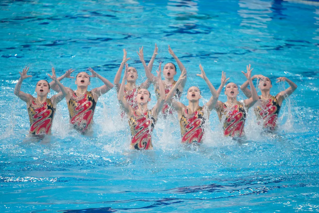 十四运会花样游泳比赛结束